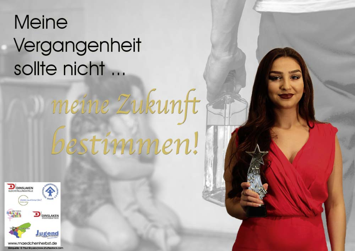 Foto einer jungen Frau mit Text: Meine Vergangenheit sollte nicht meine Zukunft bestimmen!