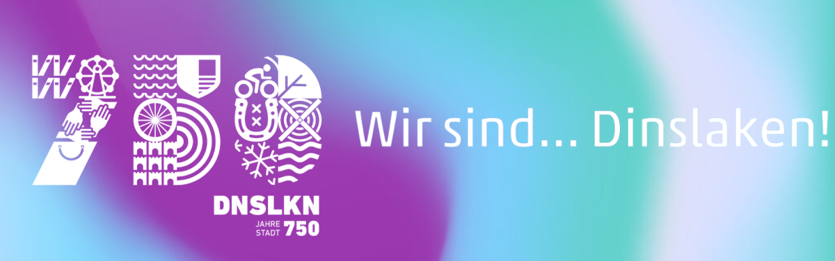 Stadtjubiläum Logo 750 Jahre Stadt mit dem Text Wir sind Dinslaken Stadtjubiläum Logo 750 Jahre Stadt mit dem Text Wir sind Dinslaken