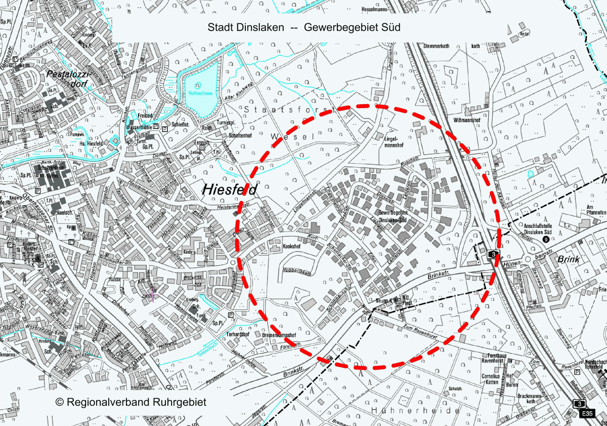 Plan vom Gewerbegebiet Süd