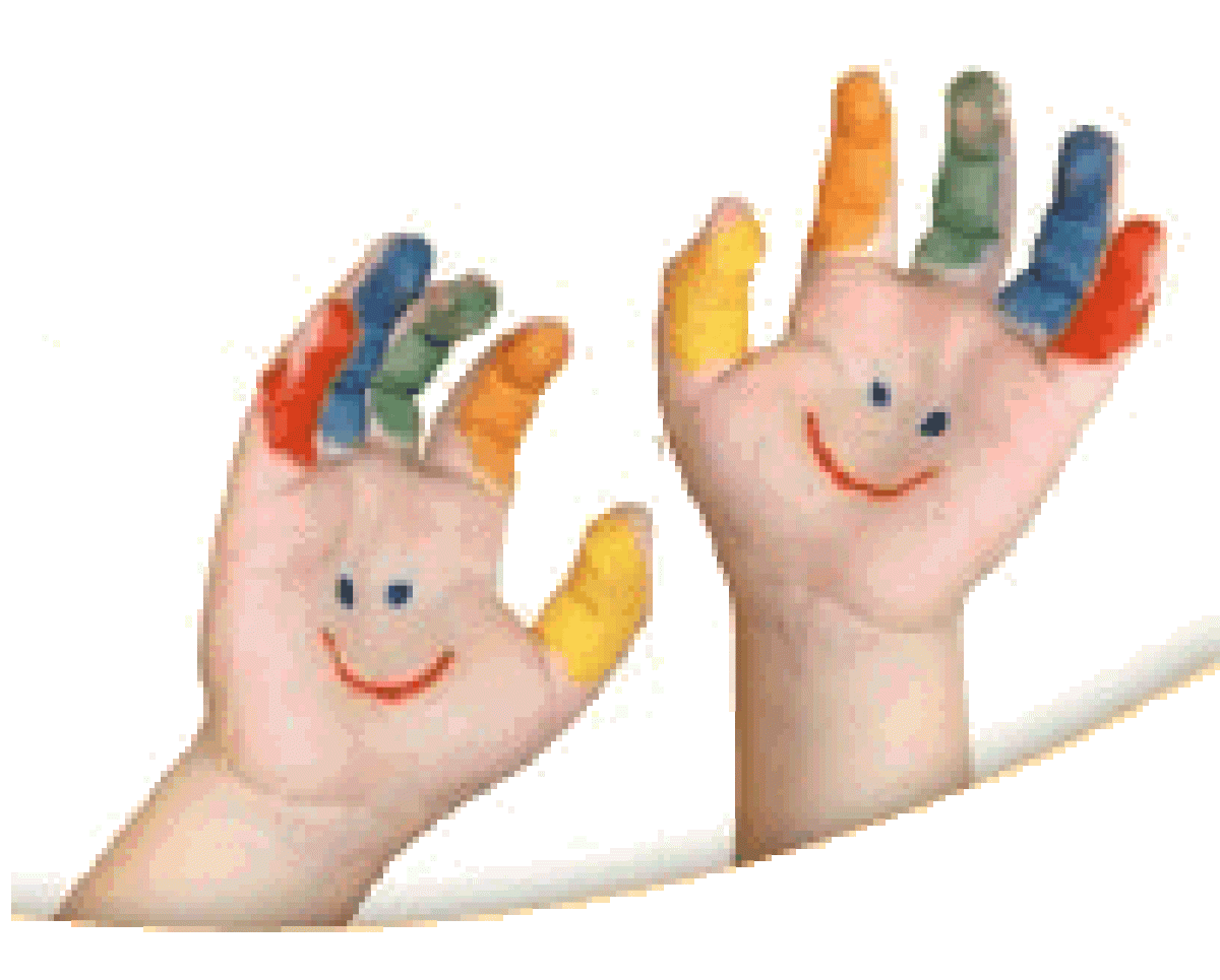 kindertagespflege_logoa2.gif zwei mit Gesichtern bemalte Hände