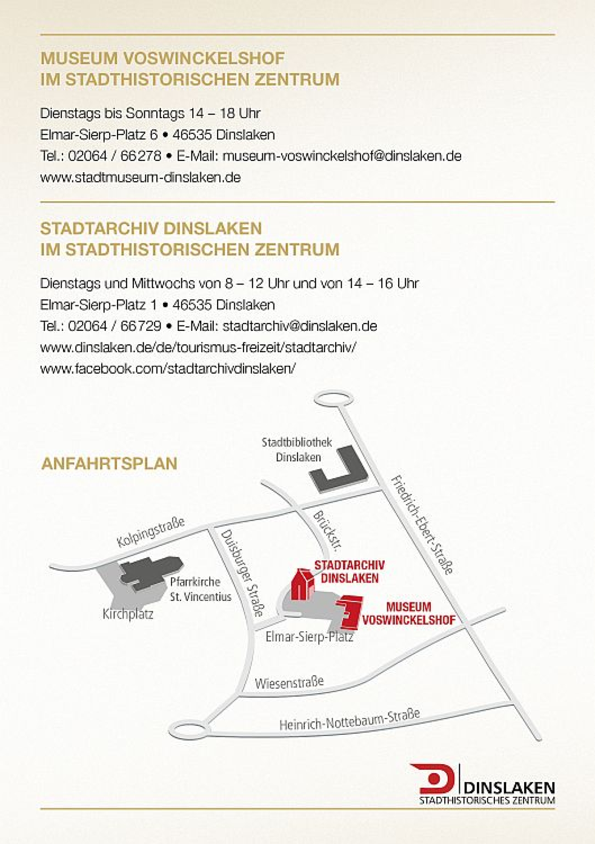 Lageplan zum stadthistorischen Zentrum Dinslaken Lageplan zum stadthistorischen Zentrum Dinslaken