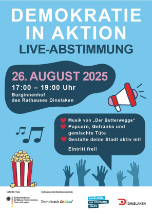 Plakat: Demokratie in Aktion, Live-Abstimmung