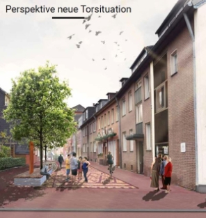 Visualisierung des Eppinghovener Tors. Bild des Landschaftsarchitekturbüros LAND Germany Visualisierung des Eppinghovener Tors. Bild des Landschaftsarchitekturbüros LAND Germany