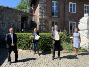 Bürgermeister Michael Heidinger, Michael Ahls, Lothar Muschik und Christa Jahnke-Horstmann am 31.07.2020 Bürgermeister Michael Heidinger, Michael Ahls, Lothar Muschik und Christa Jahnke-Horstmann am 31.07.2020
