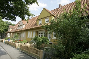 Blick auf ein Wohnhaus in der Gartenstadt Lohberg