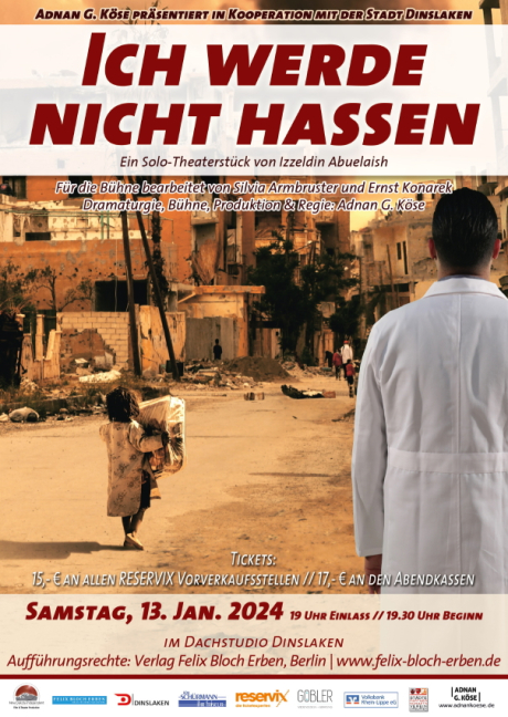 Plakat zur Aufführung "Ich werde nicht hassen" Plakat zur Aufführung "Ich werde nicht hassen"