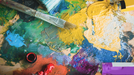 Farbpalette mit Pinsel Farbpalette mit Pinsel