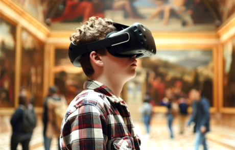Junge mit VR-Brille im Museum Junge mit VR-Brille im Museum