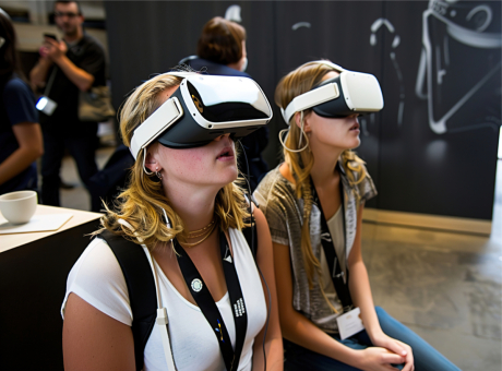 Zwei Mädchen mit VR-Brille im Museum