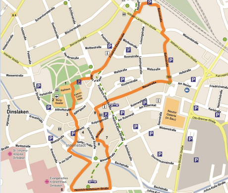 Kartenausschnitt der Dinslakener Innenstadt