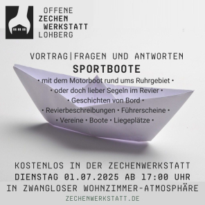 offene Zechenwerkstatt: Vortrag, Fragen und Antworten SPORTBOOTE Event Image: offene Zechenwerkstatt: Vortrag, Fragen und Antworten SPORTBOOTE